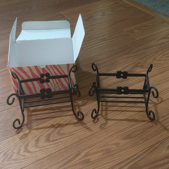 2 Pink Zebra Iron Jar Stand